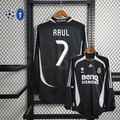 2006/07 Real Madrid Retro Away Black Long Sleeve Jersey #7 Raul UCL Personalized