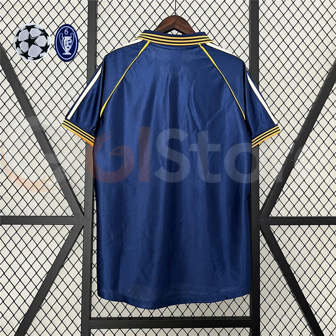 1998/00 Real Madrid Retro Away Navy Blue Jersey UCL & La Liga Patch Personalized