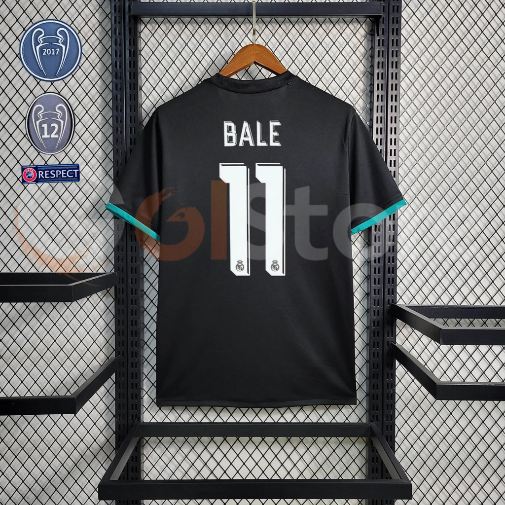 2017/18 Real Madrid Retro Away Black Jersey #11 Bale UCL Personalized