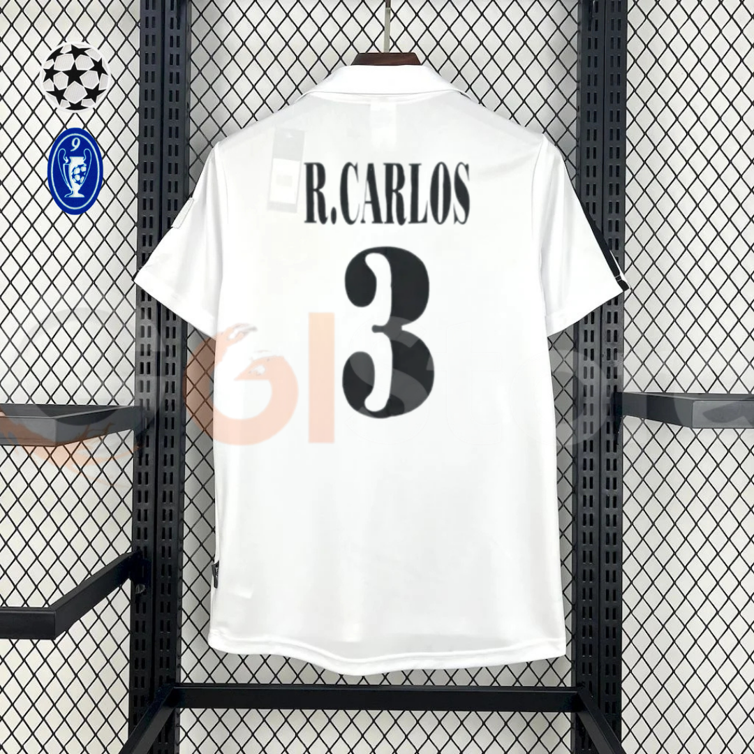 2002/03 Real Madrid Retro Home Jersey #3 Roberto Carlos UCL & La Liga Patch Personalized