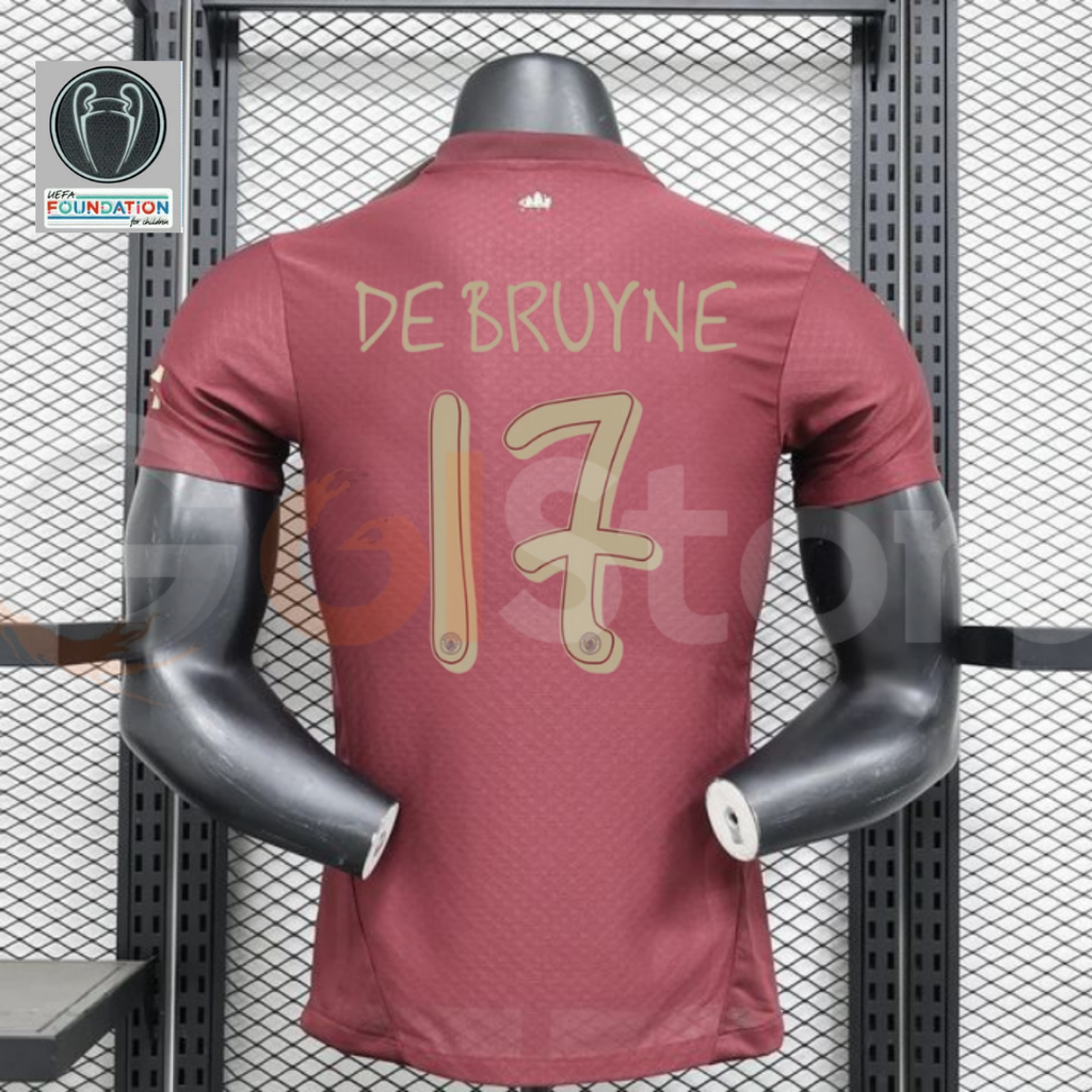 Manchester City 2024-2025 Away Short Sleeve Player Version Jersey #17 De Bruyne UCL Patch Personalized S-2XL