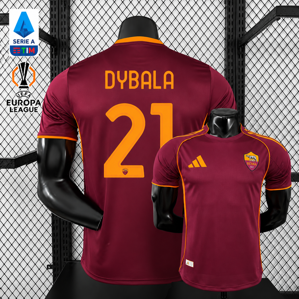 AS Roma 2025-26 Home Jersey – Dybala 21 | Player Version | S–2XL