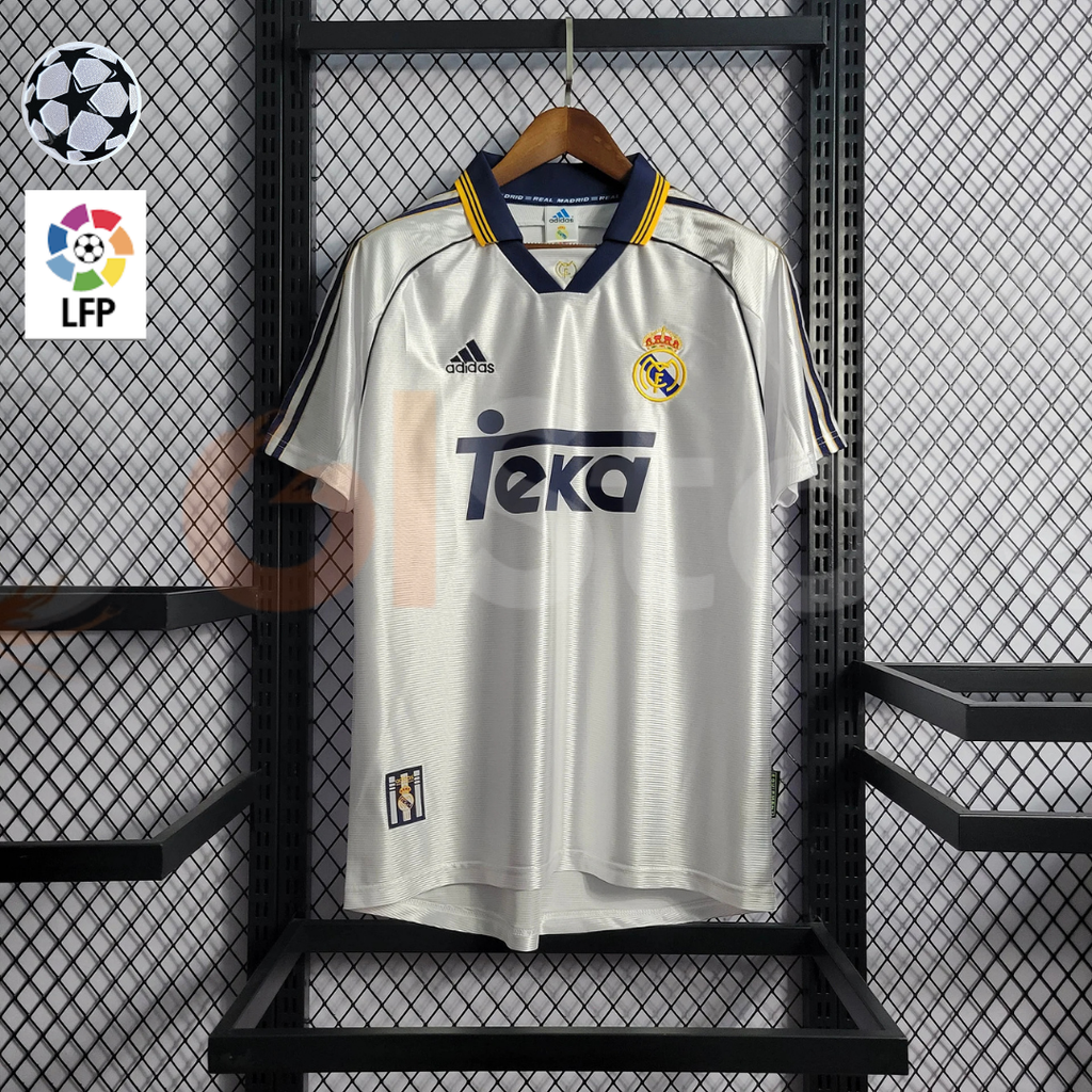 1998/00 Real Madrid Retro Home Jersey #3 Roberto Carlos UCL & La Liga Patch Personalized