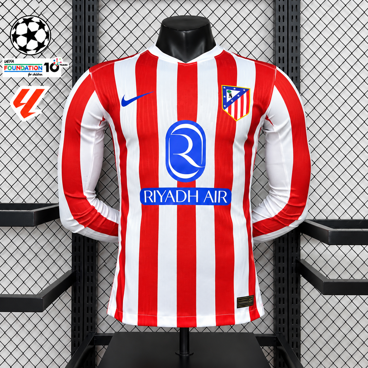 Atlético Madrid 2025-26 Home Jersey – Custom Name & Number | Long Sleeve | S–2XL