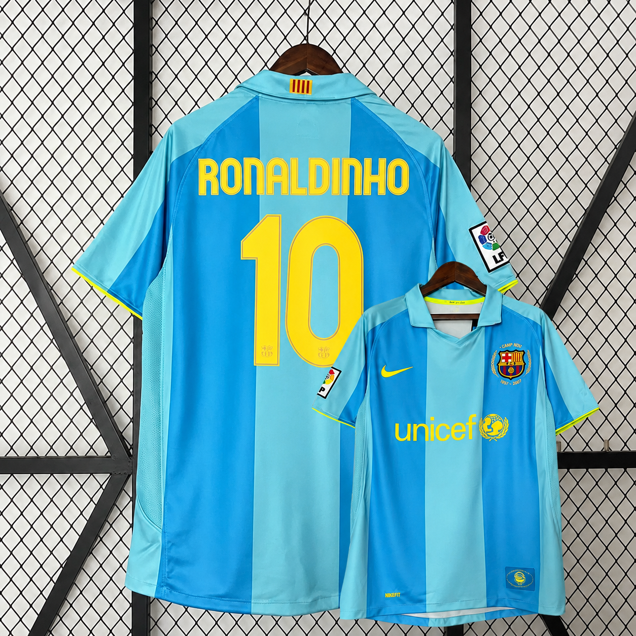 FC Barcelona 2007/08 Retro Blue No.10 Ronaldinho Jersey – LaLiga Classic Short Sleeve Football Shirt S–2XL