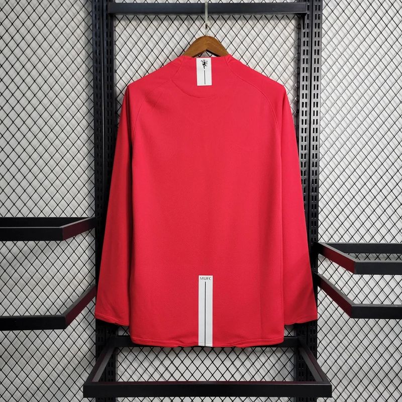 Manchester United 2007-2008 Retro Home Long Sleeve Jersey Personalized PL UCL Patch