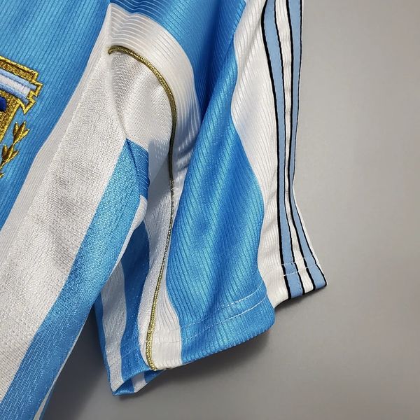 Argentina 1998 World Cup Home Retro Short Sleeve Jersey #10 Ortega Personalized S-2XL