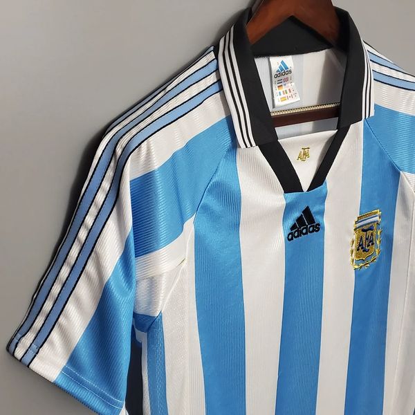 Argentina 1998 World Cup Home Retro Short Sleeve Jersey Personalized S-2XL