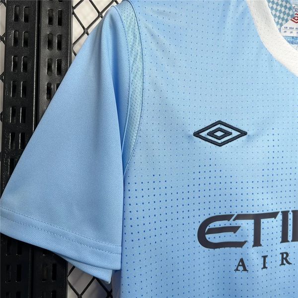 Manchester City 2011-2012 Retro Home Short Sleeve Jersey #16 Kun Aguero Personalized PL Patch Rare