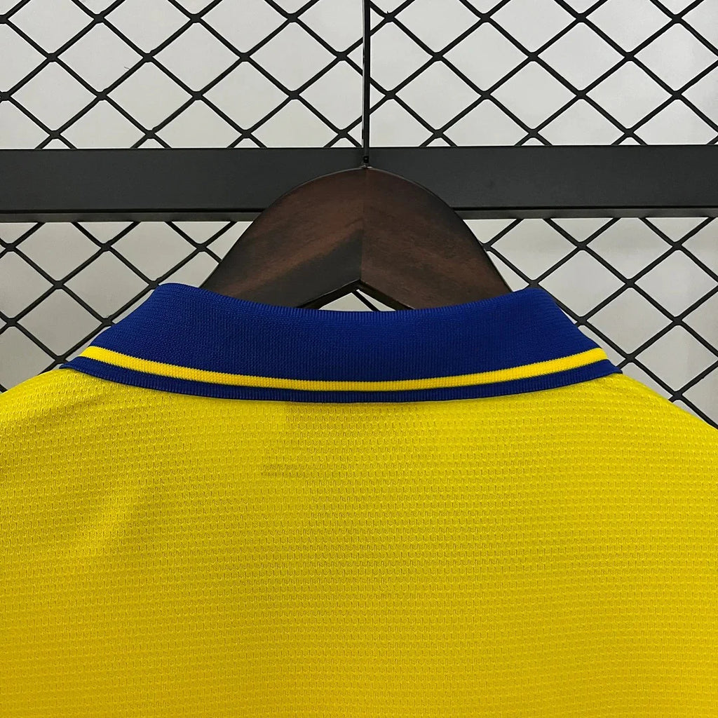 Arsenal FC 2013-2014 Retro Away Jersey | Custom Name & Number Men's Soccer Shirt - Short Sleeve Yellow & Blue Edition with Optional UCL or Premier League Patches