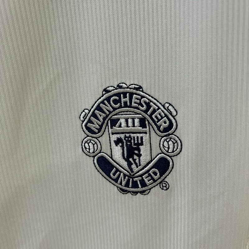Manchester United 2000-2001 Retro Away White SS Jersey #7 Beckham Personalized UCL PL Patch Rare