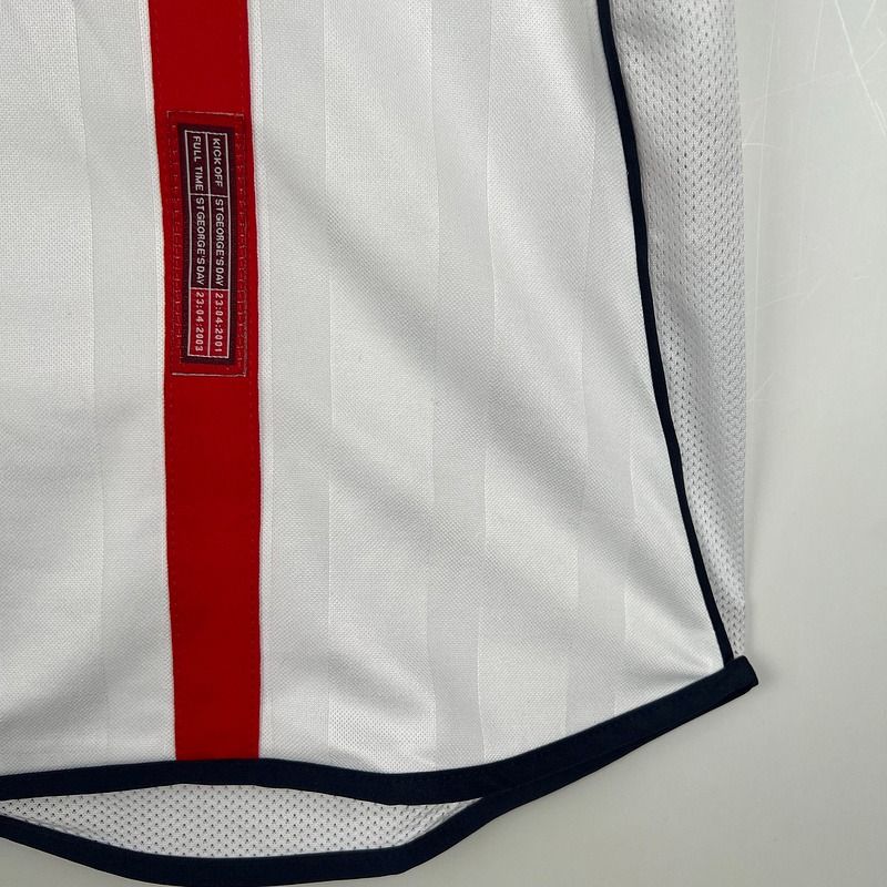 England 2002 World Cup Retro Home Short Sleeve Jersey WC Patch Personalized Rare