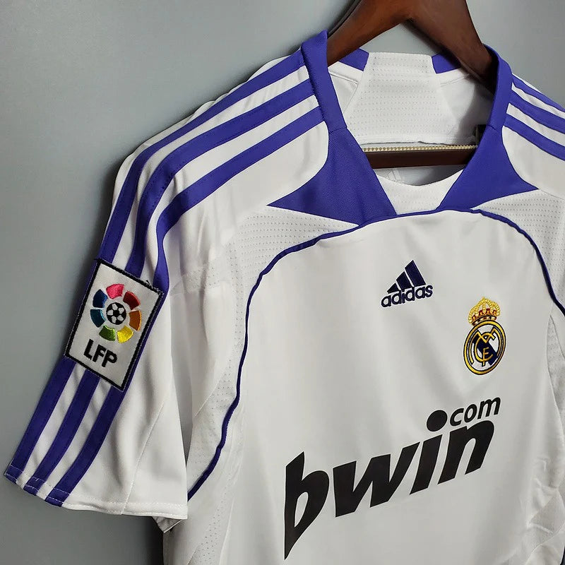 2007/08 Real Madrid Retro Home White Jersey La Liga Patch Personalized