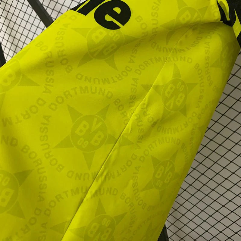 Borussia Dortmund 1994-1995 Retro Yellow Home Short Sleeve Jersey Personalized Rare Collector