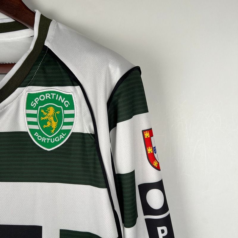 Sporting CP 2001-2003 Retro Long Sleeve Jersey #28 Cristiano Ronaldo Primeira Liga Patch Personalized Rare