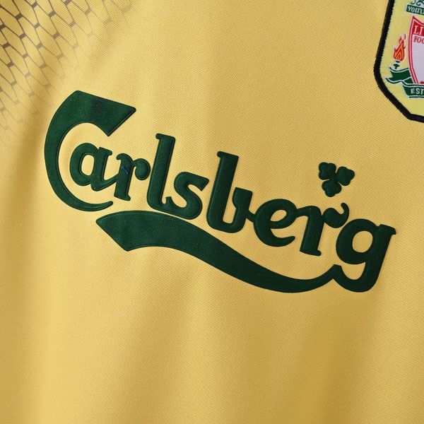 2004-2005 Liverpool Retro Yellow Away Short Sleeve Jersey Personalized PL UCL Patch