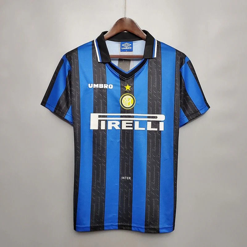 Inter Milan 1997-1998 Retro Home Short Sleeve Jersey #27 Branca UCL Patch Personalized Rare