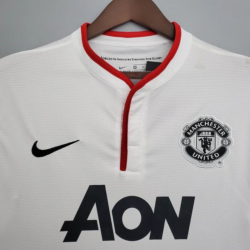 Manchester United 2013-2014 Retro White Away Short Sleeve Jersey #10 Rooney Personalized PL Rare