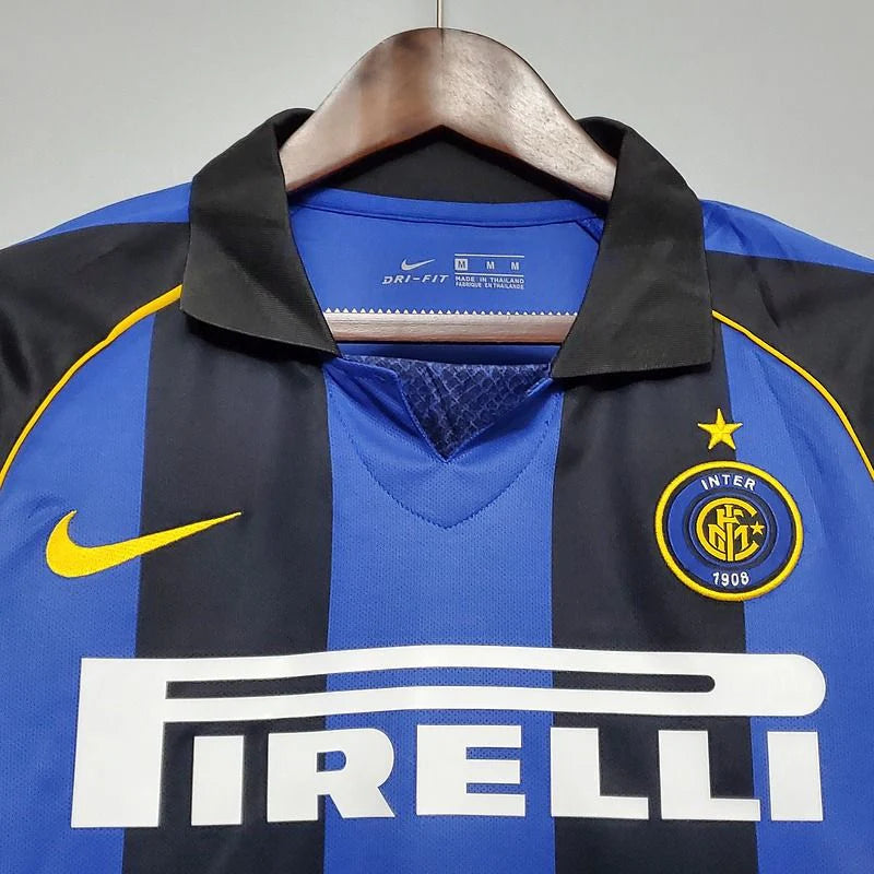 Inter Milan 2001-2002 Retro Home Short Sleeve Jersey Personalized Serie A UEFA Cup Patch Rare