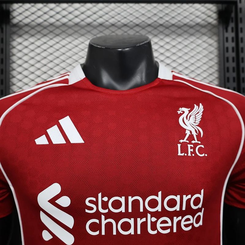 2025-2026 Liverpool Player Version Home Long Sleeve Jersey Personalized UCL Patch