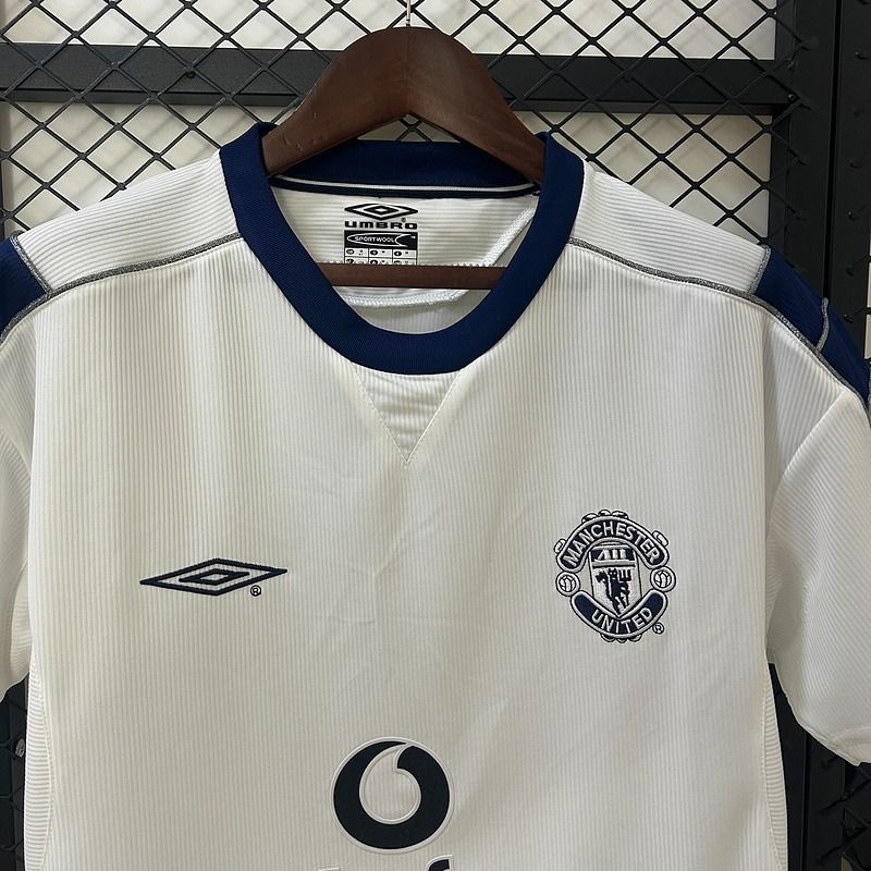 Manchester United 2000-2001 Retro Away White SS Jersey #7 Beckham Personalized UCL PL Patch Rare