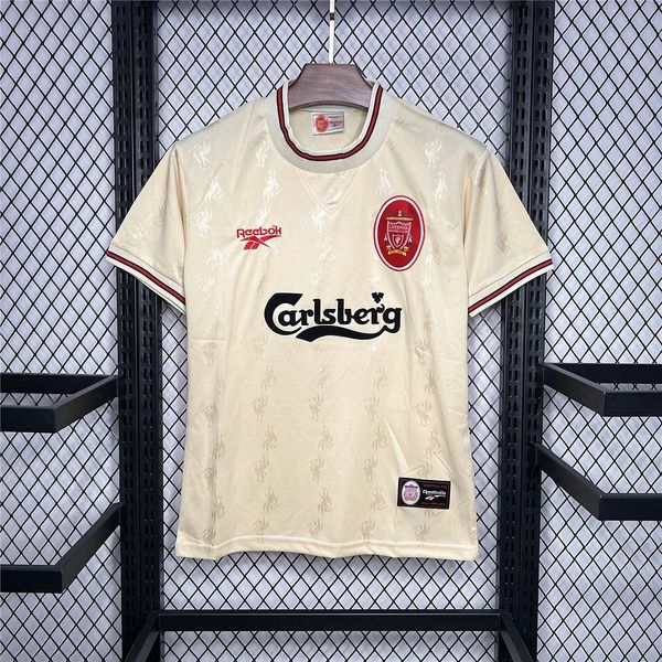 1996-1997 Liverpool Retro Yellow Away Short Sleeve Jersey #7 McManaman Personalized PL UCL Patch