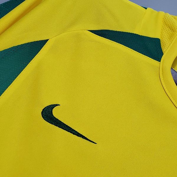 Brazil 2002 World Cup Retro Home Short Sleeve Jersey WC Patch Personalized Rare Collector