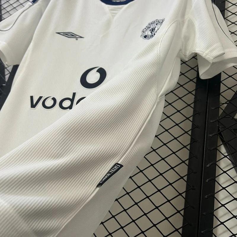 Manchester United 2000-2001 Retro Away White SS Jersey #7 Beckham Personalized UCL PL Patch Rare
