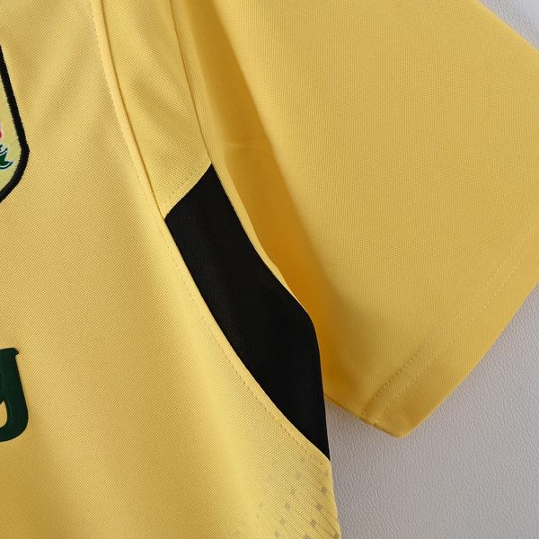 2004-2005 Liverpool Retro Yellow Away Short Sleeve Jersey Personalized PL UCL Patch