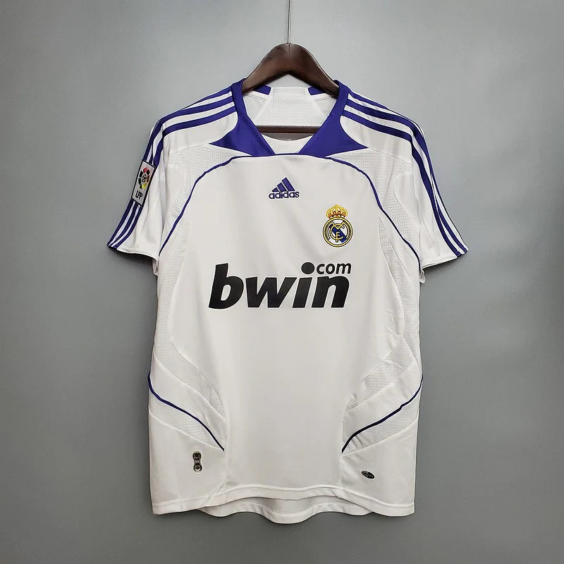2007/08 Real Madrid Retro Home White Jersey La Liga Patch Personalized