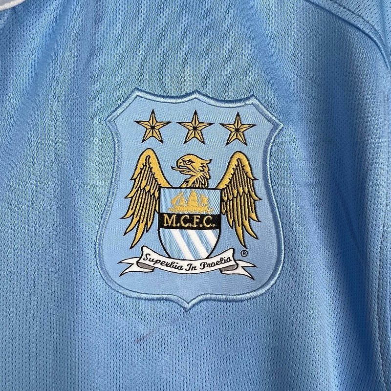 Manchester City 2015-2016 Retro Home Short Sleeve Jersey #10 Aguero UCL Patch Personalized Rare