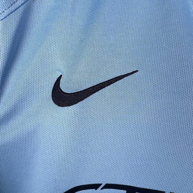 Manchester City 2015-2016 Retro Home Short Sleeve Jersey #10 Aguero UCL Patch Personalized Rare