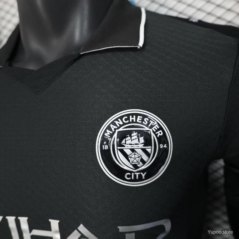 Man City 2025-26 Black Away Player Jersey