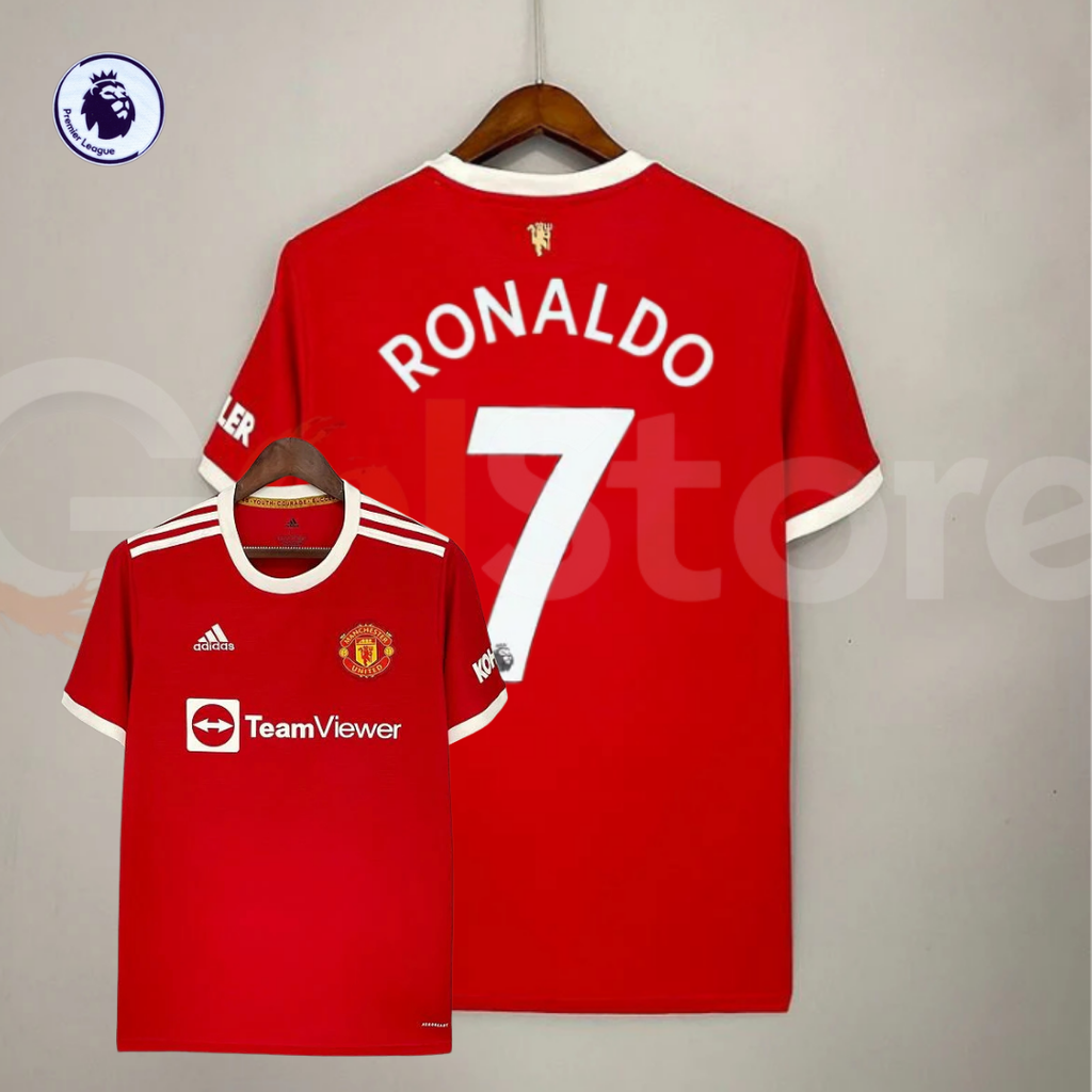 Manchester United 2021-2022 Retro Home Short Sleeve Jersey Personalized PL Patch Rare