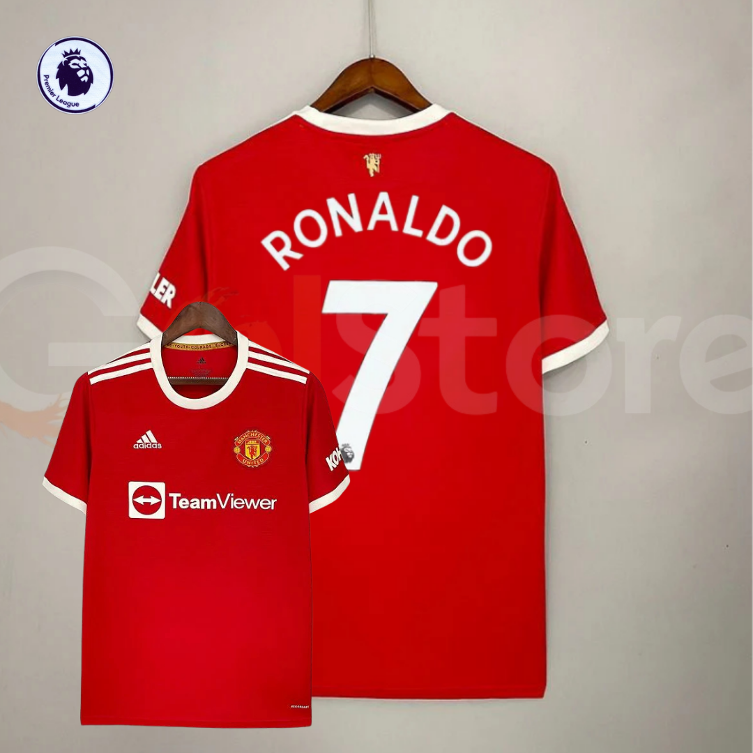 Manchester United 2021-2022 Retro Home Short Sleeve Jersey Personalized PL Patch Rare