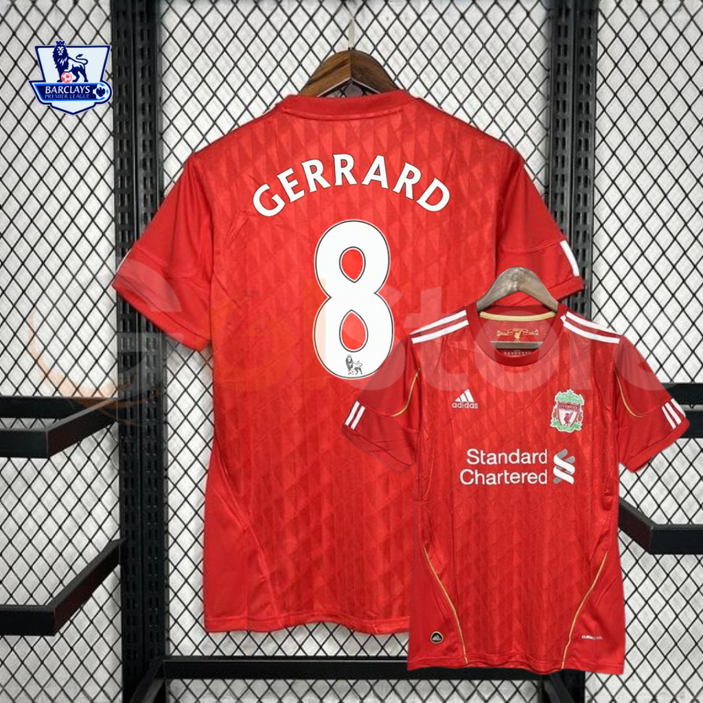 2010-2011 Liverpool Retro Red Home Short Sleeve Jersey #8 Gerrard Personalized PL Patch