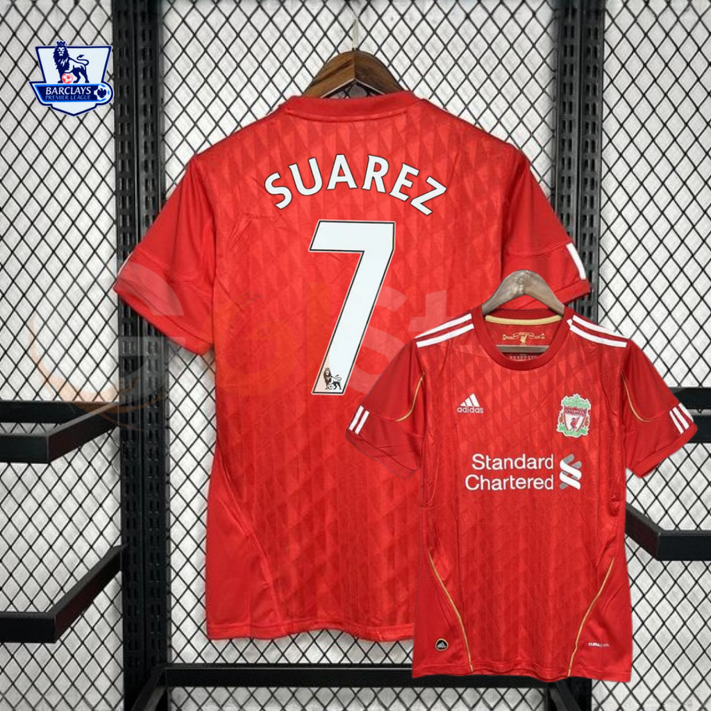 2010-2011 Liverpool Retro Red Home Short Sleeve Jersey #7 Suarez Personalized PL Patch