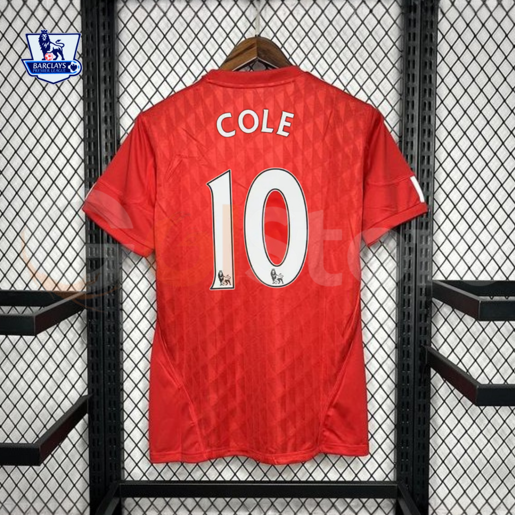 2010-2011 Liverpool Retro Red Home Short Sleeve Jersey #10 Cole Personalized PL Patch