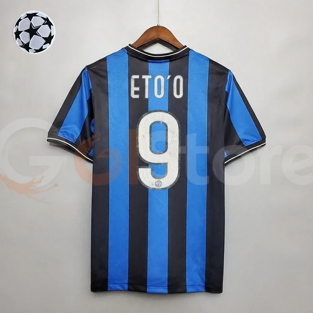 Inter Milan 2009-2010 Retro UCL Final Home Short Sleeve Jersey #9 Eto'o Personalized Rare