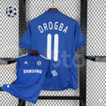 Chelsea FC 2009-2010 Retro Home Short Sleeve Jersey #11 Drogba UCL Patch Personalized Rare