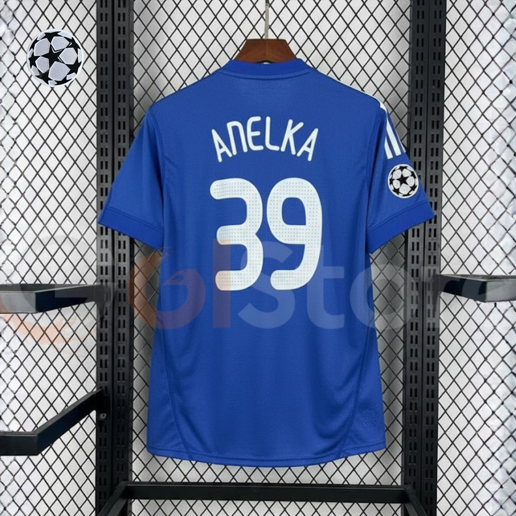 Chelsea FC 2009-2010 Retro Home Short Sleeve Jersey #39 Anelka UCL Patch Personalized Rare