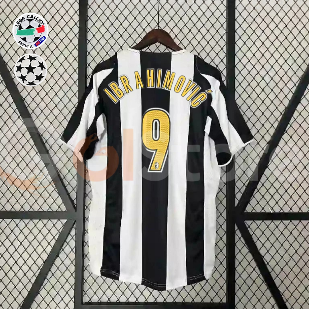 Juventus 2004-2005 Retro Home Short Sleeve Jersey #9 Ibrahimovic Personalized Serie A UCL Patch Rare
