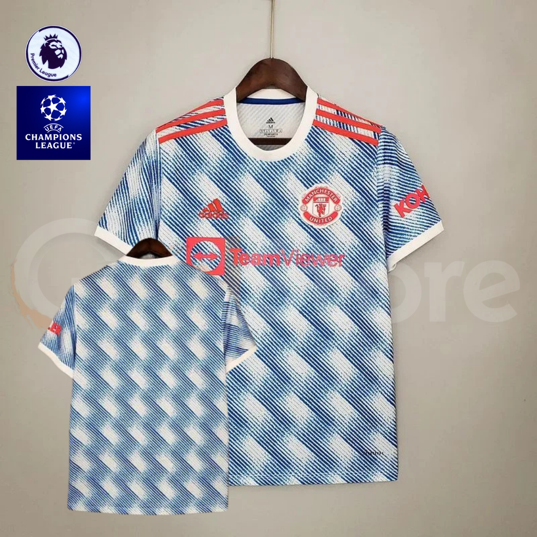 Manchester United 2021-2022 Retro Away Short Sleeve Jersey UCL Personalized PL UCL Patch Rare