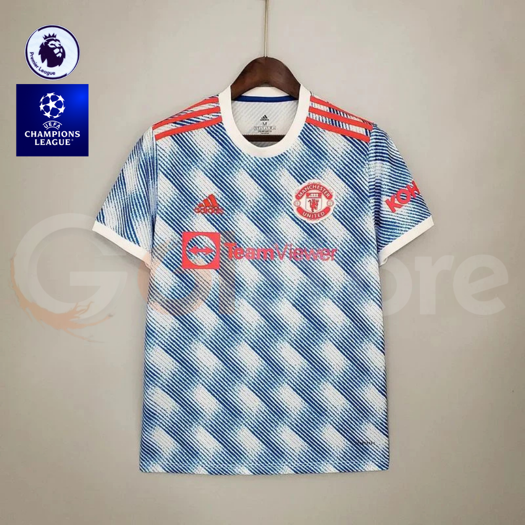 Manchester United 2021-2022 Retro Away Short Sleeve Jersey UCL Personalized PL UCL Patch Rare