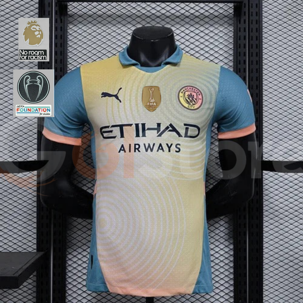 Manchester City 2024-2025 Third Away Jersey Player Version PL UCL Patch Personalized Haaland De Bruyne