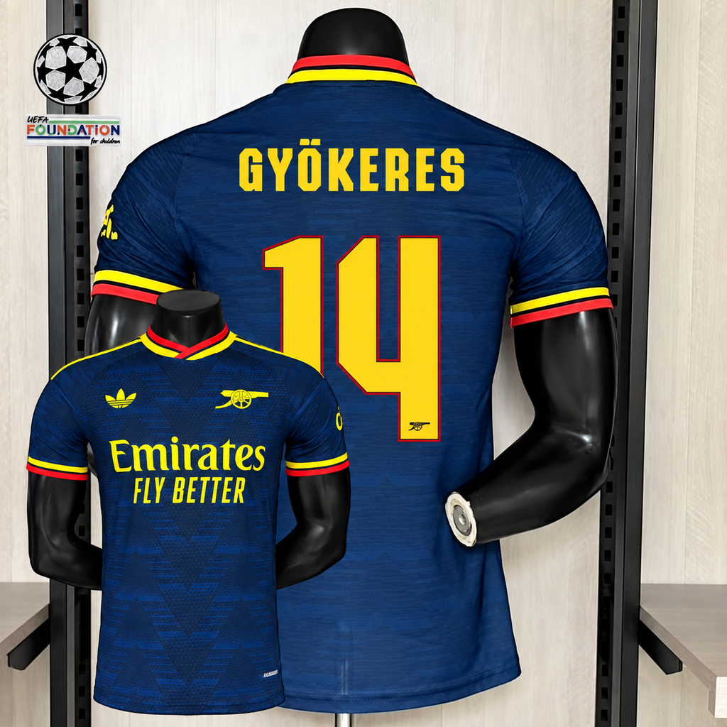 Arsenal FC 2026-27 Away Player Version Jersey | #14 Gyökeres | UCL Patch | Custom Name & Number | S–3XL