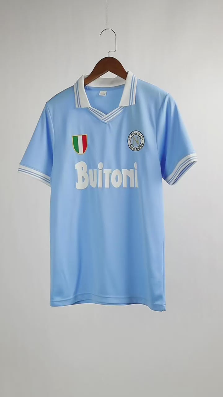 SSC Napoli 1986-1987 Retro Home Short Sleeve Jersey #10 Maradona Personalized Scudetto Rare