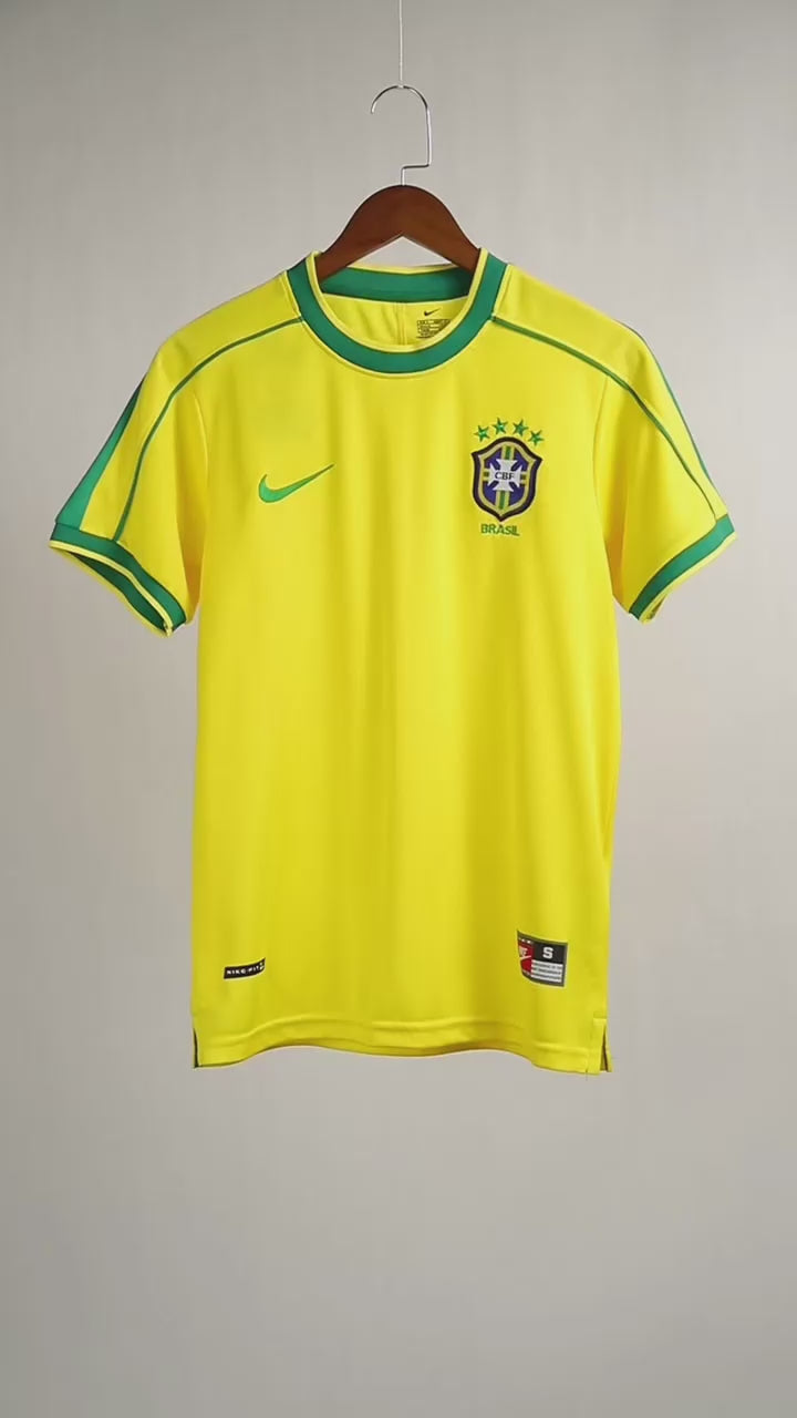 Brazil 1998 Retro Home Short Sleeve Jersey FIFA World Cup Patch Personalized Rare Ronaldo Rivaldo