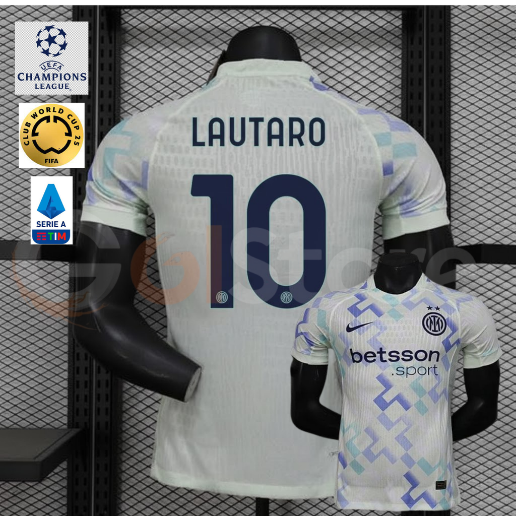 Inter Milan 2025-2026 Away Short Sleeve Jersey #10 Lautaro UCL Serie A FIFA CWC Patch Personalized S-3XL