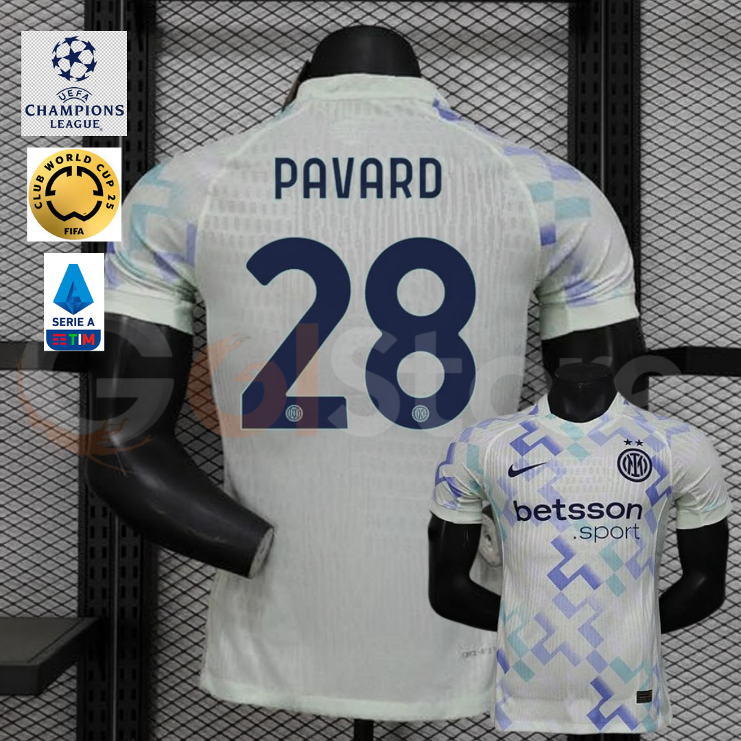 Inter Milan 2025-2026 Away Short Sleeve Jersey #28 Pavard UCL Serie A FIFA CWC Patch Personalized S-3XL